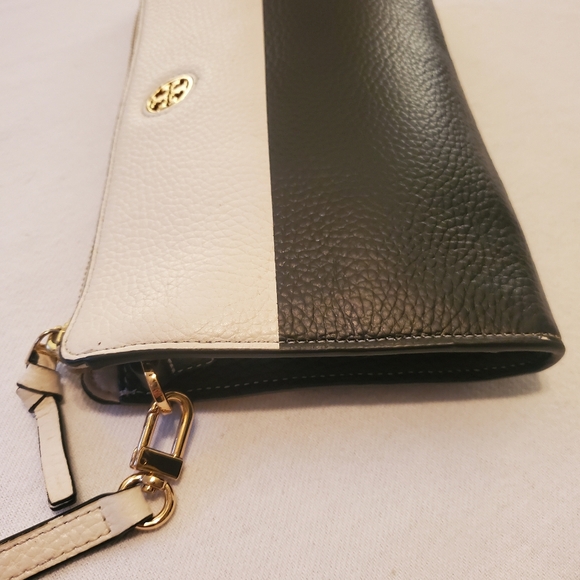 TORY BURCH Perry White Deep Blue Black Colorblock Pebbled Leather Crossbody Bag - Picture 7 of 14